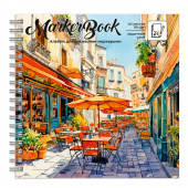 Альбом для рисования маркерами СОЛНЕЧНЫЙ ГОРОДОК, 195х195 мм, 40 л, гребень, белая маркерная бумага купить