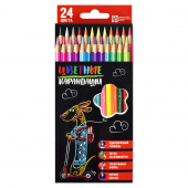 Набор цветных карандашей деревянных ТАКСА НА САМОКАТЕ (24 цв., картонная коробка с европодвесом и вырубкой) купить