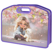 Папка для школьных тетрадей пластиковая БЛОНДИНКА С СОБАЧКОЙ (полипропилен, 500 мкм, формат А4) купить