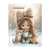 Дневник школьный ДЕВОЧКА С КОТЕНКОМ И КОФЕ (А5+, 48 листов, твёрдый переплёт) купить