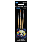 Набор художественных кистей ПАНДА (нейлон, 3 шт., круглые № 1, 3, 5, мат-л ручки: древесина (береза), мат-л обоймы: алюминий) купить