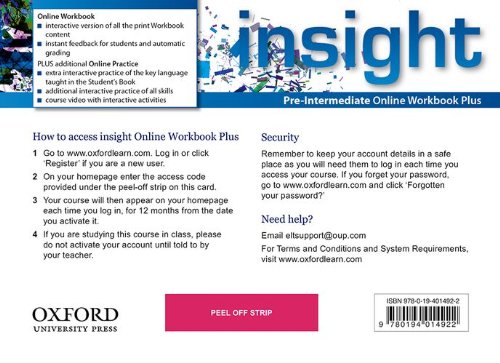 Insight Pre-Intermediate Online Workbook Plus Card with Access Code купить