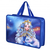 Папка для школьных тетрадей пластиковая ПРИНЦЕССА С ДРАКОНОМ (полипропилен, 500 мкм, формат А4, 34х25х9.5 см, 1 отделение, с ручками) купить