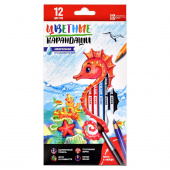 Набор цветных карандашей акварельных МОРСКОЙ КОНЕК (12 цв., кисть в комплекте, картонная коробка с европодвесом и вырубкой+пластиковая подложка) купить