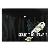 Папка для школьных тетрадей пластиковая СКЕЙТ АРТ (полипропилен, формат А4, 33x23.5 см, 1 отделение, кнопка) купить