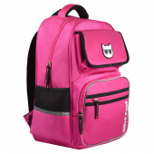 Рюкзак школьный, 30х42,5х15,5 см, КОТ В ОЧКАХ полиэстер, резиновая нашивка, шелкография в одну краску, 1 отделение (-я) купить