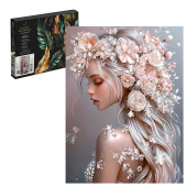 Картина по номерам с поталью ДЕВУШКА-ВЕСНА (30х40 см, 18 цветов, с акриловыми красками и кистями, поталь: белое золото, картонная коробка) купить