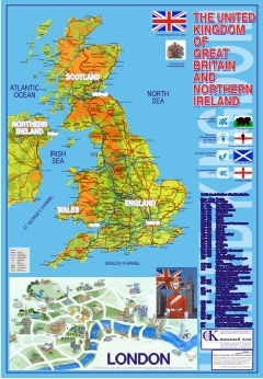 Карта Великобритании на английском языке. (58 * 87 см.) купить