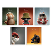 Комплект тетрадей школьных ученических (5 штук), А5+, 48 л, вн.блок - клетка, (СОВРЕМЕННЫЕ КОТЫ) купить