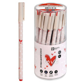 Набор ручек шариковых СЕРДЕЧКО НА БЕЖЕВОМ (ПВХ тубус, 30 шт., неавтоматические, цвет чернил - синий) купить