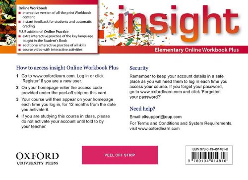 Insight Elementary Online Workbook Plus Card with Access Code купить