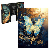 Картина по номерам с поталью БАБОЧКА В ЗОЛОТЕ (30х40 см, 14 цветов, с акриловыми красками и кистями, поталь: золотая, картонная коробка) купить