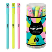 Набор ручек гелевых ПИШИ-СТИРАЙ МИЛЫЕ КОТЫ (ПВХ тубус, 30 шт., ассорти, неавтоматические, цвет чернил - синий) купить