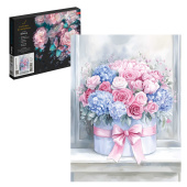 Картина по номерам БУКЕТ С РОЗОВЫМ БАНТОМ (30х40 см, 20 цветов, с акриловыми красками и кистями, картонная коробка) купить