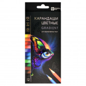 Набор цветных карандашей деревянных ГРАДИЕНТ (12 цв., картонная коробка с европодвесом, выборочным лаком и золотистым тиснением) купить