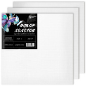 Набор холстов БАБОЧКИ (3 шт., 20х20 см, на картоне, цвет белый) купить