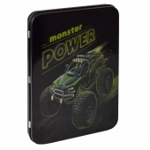 Пенал-органайзер для пишущих принадлежностей школьный МОНСТР-ТРАК (без наполнения, 23,5x17,5x2 см, металл, полноцветная печать, ПЭТ-пакет). купить