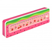 Пенал школьный в комплекте с линейкой АРБУЗ И ВИШНЯ (без наполнения, 21х6.4х2.5 см, АБС-пластик) купить