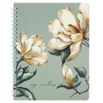 Тетрадь МАГНОЛИЯ (80 л., А5, вн.блок - клетка, белый офсет, гребень) купить